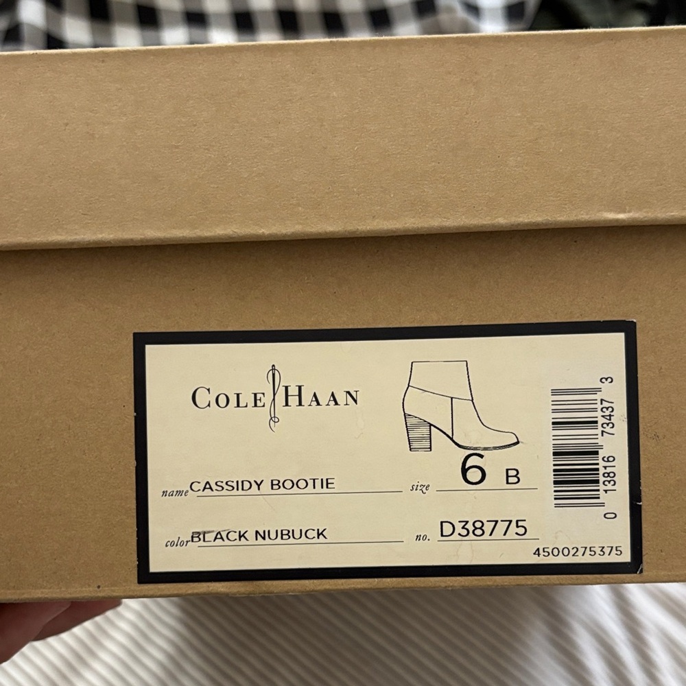 Cole Haan Black Ankle Boots with Brown Heel - Picture 2 of 2
